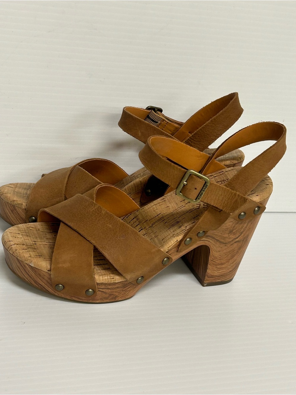 Kork-Ease Brown Leather Suede Platform Sandals